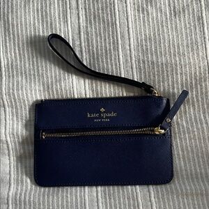 Kate Spade Blue Wristlet with Gold Zipper